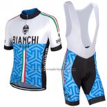 2017 Fahrradbekleidung Bianchi Milano Pontesei Blau Trikot Kurzarm und Tragerhose