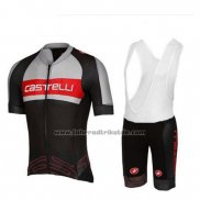 2017 Fahrradbekleidung Castelli Grau und Shwarz Trikot Kurzarm und Tragerhose