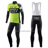 2017 Fahrradbekleidung Euskadi Shwarz und Grun Trikot Langarm und Tragerhose