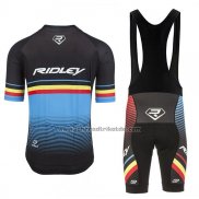 2017 Fahrradbekleidung Ridley Rincon Hellblau und Shwarz Trikot Kurzarm und Tragerhose