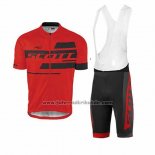 2017 Fahrradbekleidung Scott Rot und Shwarz Trikot Kurzarm und Tragerhose