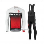 2017 Fahrradbekleidung Scott Wei und Rot Trikot Langarm und Tragerhose