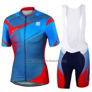 2017 Fahrradbekleidung Sportful Blau Trikot Kurzarm und Tragerhose