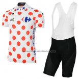 2017 Fahrradbekleidung Tour de France Wei und Rot Trikot Kurzarm und Tragerhose