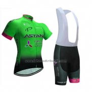 2018 Fahrradbekleidung Astana Grun Trikot Kurzarm und Tragerhose