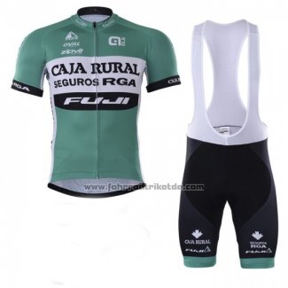 2018 Fahrradbekleidung Caja Rural Grun Wei Trikot Kurzarm und Tragerhose