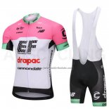 2018 Fahrradbekleidung Cannondale Drapac Wei und Rosa Trikot Kurzarm und Tragerhose