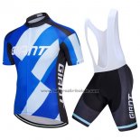 2018 Fahrradbekleidung Giant Blau Trikot Kurzarm und Tragerhose