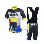 2018 Fahrradbekleidung Look Shwarz Gelb Blau Trikot Kurzarm und Tragerhose