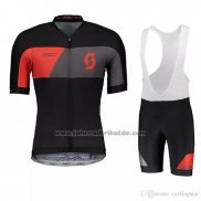 2018 Fahrradbekleidung Scott Shwarz Grau Trikot Kurzarm und Tragerhose