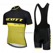 2018 Fahrradbekleidung Scott Shwarz und Gelb Trikot Kurzarm und Tragerhose