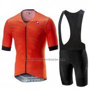 2019 Fahrradbekleidung Castelli Free Speed Race Orange Trikot Kurzarm und Tragerhose