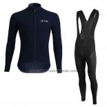 2019 Fahrradbekleidung Lecol Blau Trikot Langarm und Tragerhose