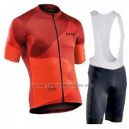 2019 Fahrradbekleidung Northwave Orange Trikot Kurzarm und Tragerhose