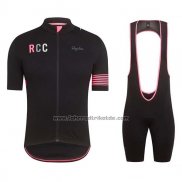 2019 Fahrradbekleidung Rapha Shwarz Rosa Trikot Kurzarm und Tragerhose