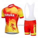 2019 Fahrradbekleidung Spanien Rot und Gelb Trikot Kurzarm und Tragerhose