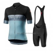 2020 Fahrradbekleidung Castelli Blau Trikot Kurzarm und Tragerhose(1)