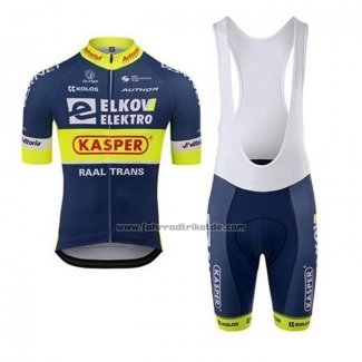 2020 Fahrradbekleidung Elkov-kasper Blau Gelb Trikot Kurzarm und Tragerhose