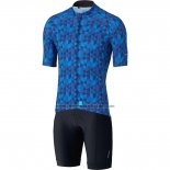 2020 Fahrradbekleidung Shimano Blau Trikot Kurzarm und Tragerhose(1)