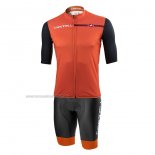 2021 Fahrradbekleidung Castelli Orange Trikot Kurzarm und Tragerhose(1)