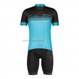 2022 Fahrradbekleidung Scott Blau Trikot Kurzarm und Tragerhose