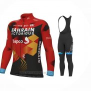 2023 Fahrradbekleidung Bahrain Victorious Rot Shwarz Trikot Langarm Und Tragerhose