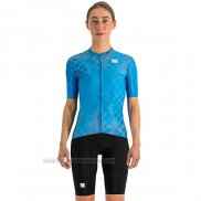 2023 Fahrradbekleidung Frau Sportful Blau Trikot Kurzarm und Tragerhose