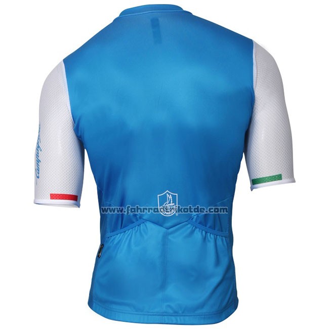 Fahrradbekleidung Campagnolo Iridio Blau Wei Trikot Kurzarm und Tragerhose