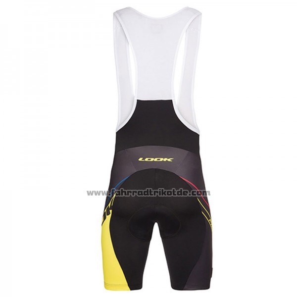 2017 Fahrradbekleidung Look Pro Equipo Shwarz und Gelb Trikot Kurzarm und Tragerhose