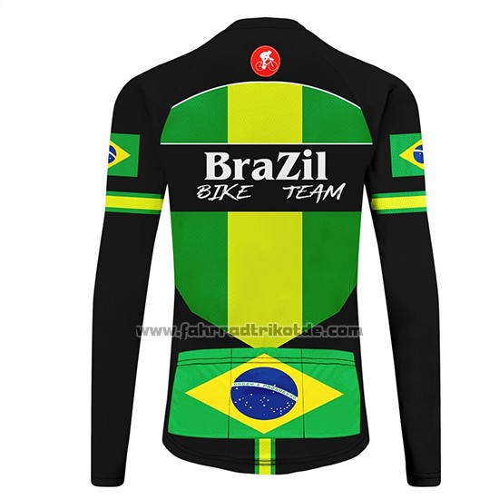 2020 Fahrradbekleidung Brasilien Shwarz Grun Trikot Langarm und Tragerhose