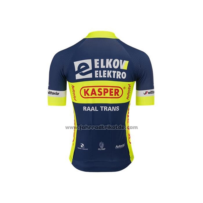 2020 Fahrradbekleidung Elkov-kasper Blau Gelb Trikot Kurzarm und Tragerhose