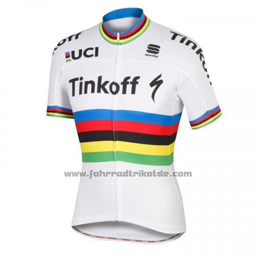 2016 Fahrradbekleidung UCI Weltmeister Tinkoff Wei Trikot Kurzarm und Tragerhose